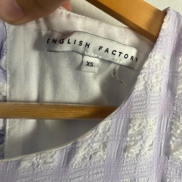 ENGLISH FACTORY Tiered Gingham midi Dress purple size XS - Picture 10 of 11